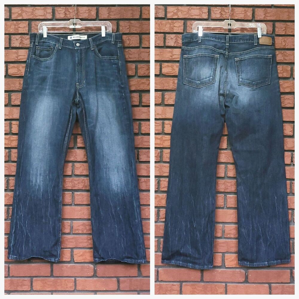 VTG Y2K Gap Relaxed Boot Fit Mens Jeans 35x31 (Tag 36x32) Blue Faded Distressed